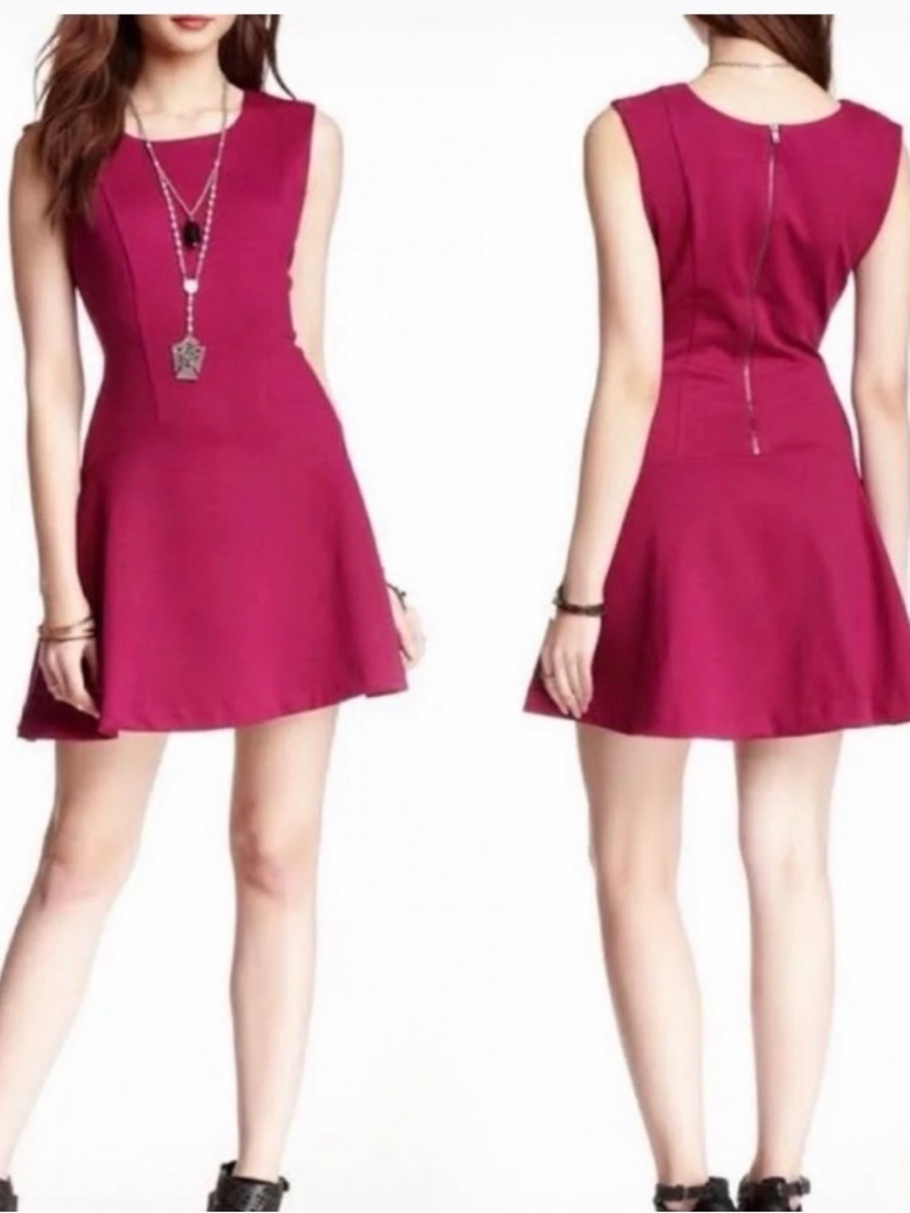 FREE PEOPLE Cha Cha Ponte Mini Dress magenta size small Women’s a line